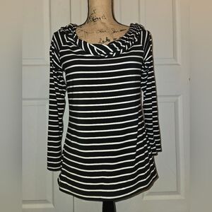 White House Black Market Black and White Striped Top